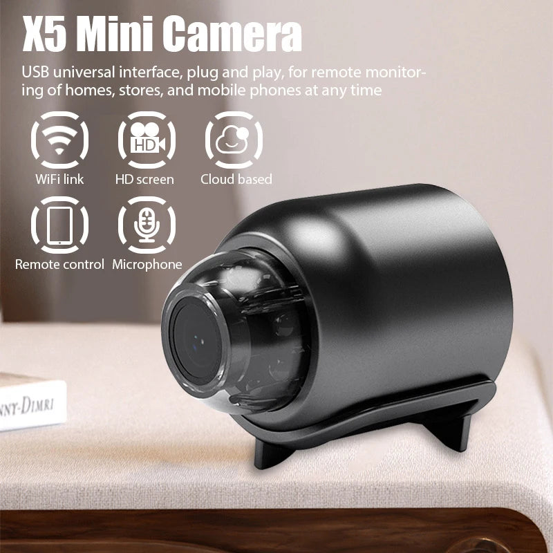 Mini Câmera Wi-Fi 1080P com Detector de Movimento e Som